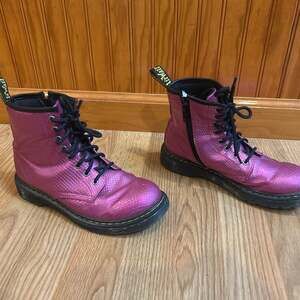 Dr. Martens 1460 J Metallic Pink Reptile Emboss Boots, Size 4 US